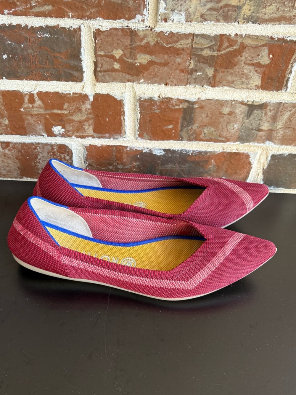 Rothy’s The Point Lollipop Red White Stripe Slip On Flats Shoes Size 10  Rare - Picture 2 of 12